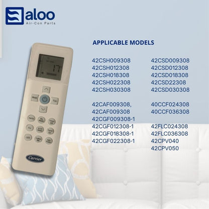 Remote Control (RG67N) for Carrier Highwall Optima, Silver, Cassette, Under-ceiling and Floor Mounted Unit