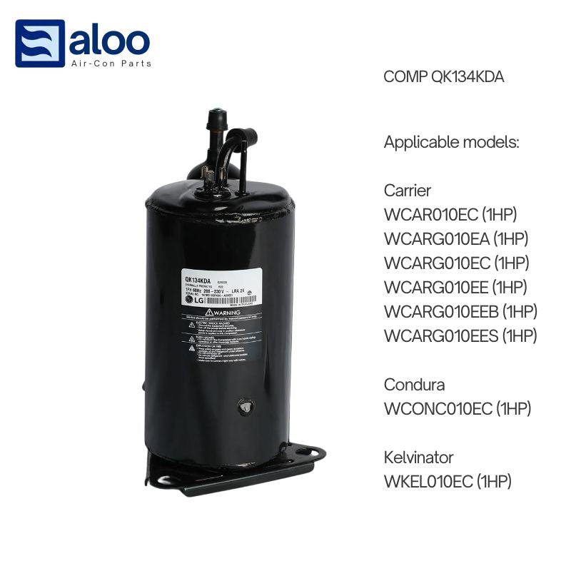 Compressor - QK134KDA 60HZ for 1HP Carrier, Condura & Kelvinator R22 System Window Airconditioning Unit