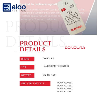 Remote Control - Card type for Condura Window Air-Condition Unit, 6X Plus Models