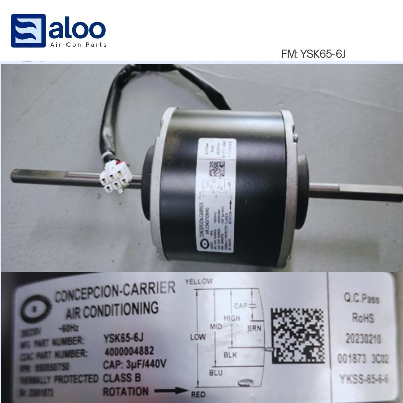 Fan Motor- YSK65-6J RC14133001, for 1.5HP Window Airconditioning Unit