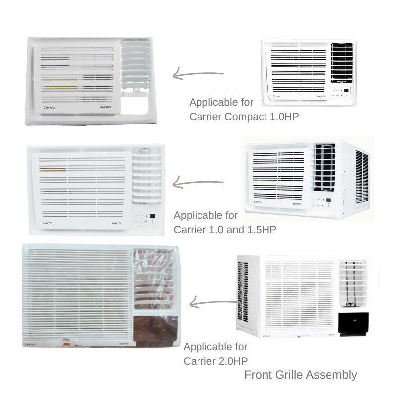 Front Grille Assy for Carrier Inverter Window Air Conditioner WCARH008EEVC2, WCARH009EEVC2, WCARH009EEV, WCARH012EEV & WCARH019EEV